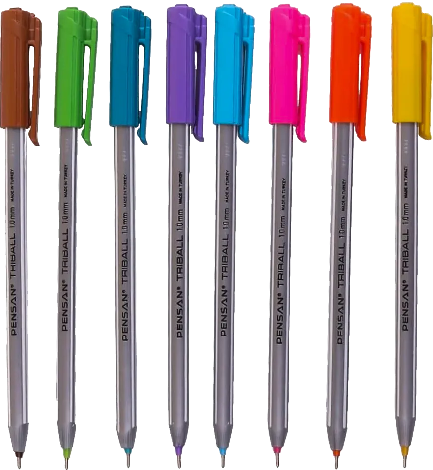 Pensan 1003 Ballpoint Pen, 1.0 mm Thickness, TRIBALL Opaque, Assorted Colors