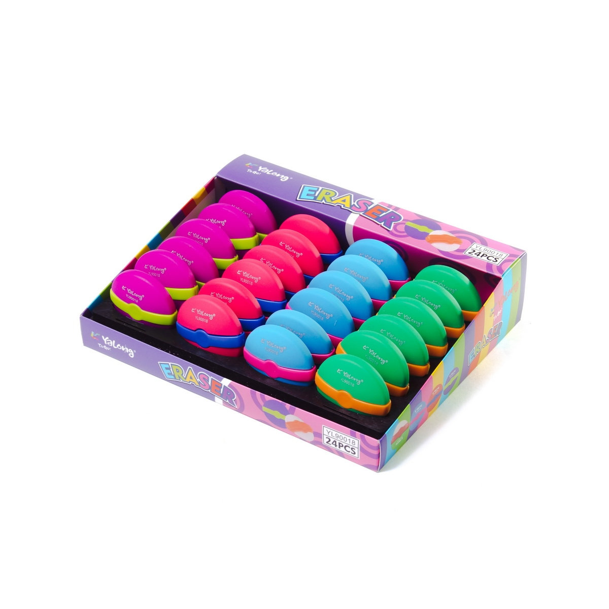 Yalong Eraser, Circular, one piece, multi colored