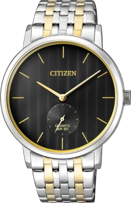 ساعة سيتيزن للرجال، ميناء سودا، عقارب دائرية، سوار ستانلس ستيل فضي*ذهبي، ساعة يد تناظرية، فضي*ذهبي، BE9174-55E