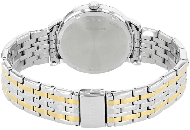 ساعة سيتيزن للرجال، ميناء سودا، عقارب دائرية، سوار ستانلس ستيل فضي*ذهبي، ساعة يد تناظرية، فضي*ذهبي، BE9174-55E