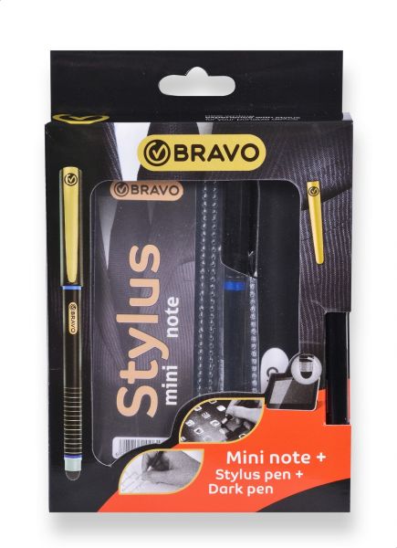 Bravo Mini Notebook with 2 Stylus Pen and Dark Pen Set