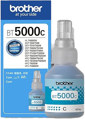 Brother Ink Cartridge, 50 ml, Yields up to 5,000 Pages, Cyan, BT5000CY
