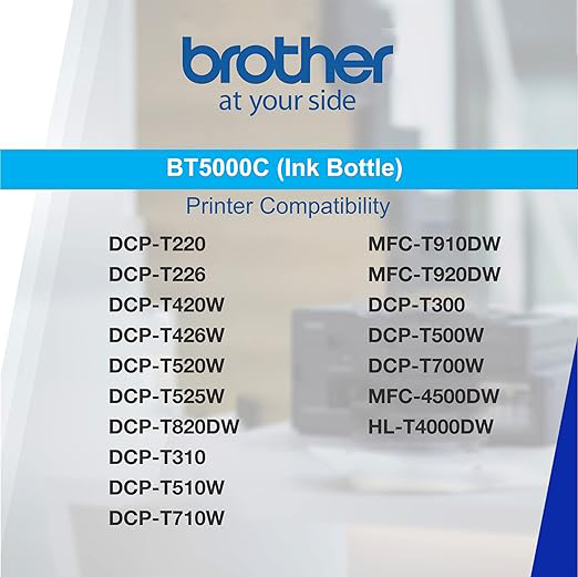 Brother Ink Cartridge, 50 ml, Yields up to 5,000 Pages, Cyan, BT5000CY