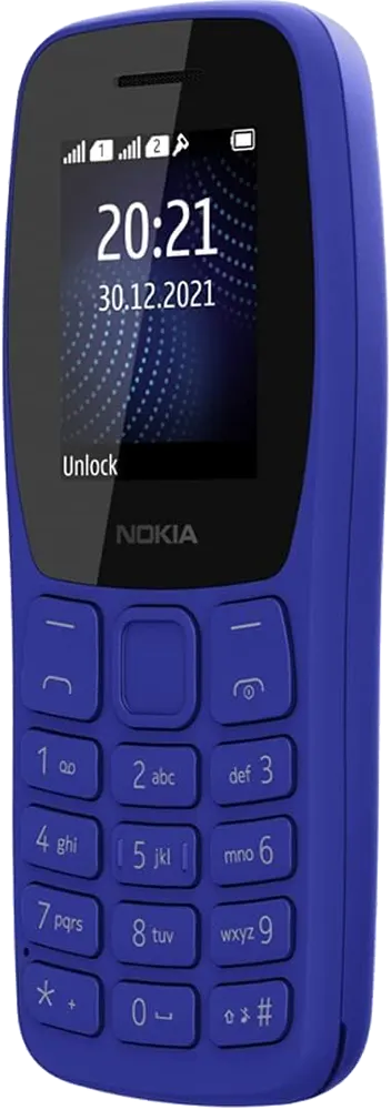 Nokia 105 Dual SIM Mobile, 4MB Internal Memory, 4MB RAM, 2G Network, Blue