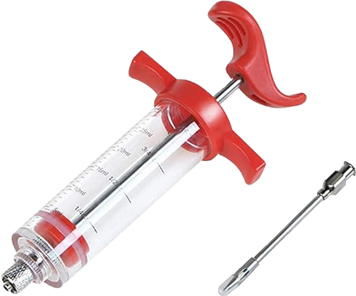 سرنجة حقن التوابل داخل اللحوم، سن ستانليس، متعدد الألوان