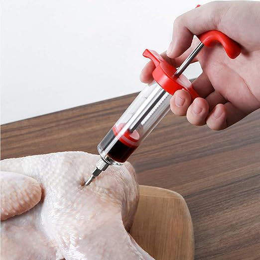 سرنجة حقن التوابل داخل اللحوم، سن ستانليس، متعدد الألوان