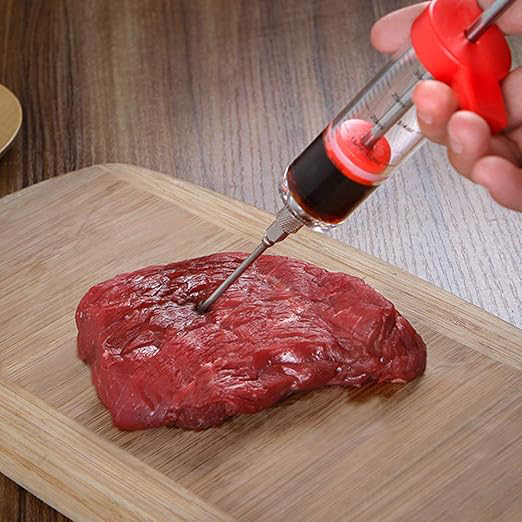 سرنجة حقن التوابل داخل اللحوم، سن ستانليس، متعدد الألوان