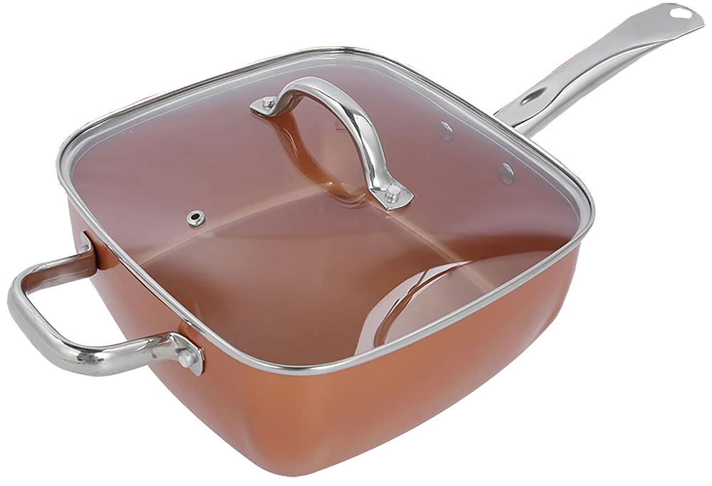 Square Roasting Pan, with Strainer and Glass Lid, Model 4277