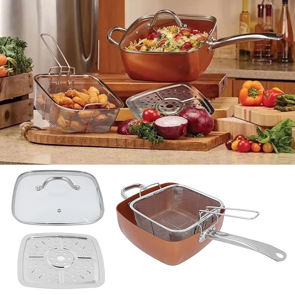 Square Roasting Pan, with Strainer and Glass Lid, Model 4277