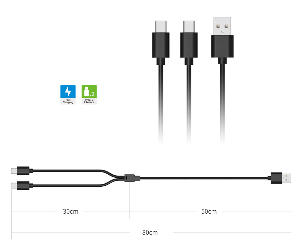 كابل شحن ذراع تحكم ps5 vr2 من دوب، type-c 2*1 ، أسود، TP5-2519