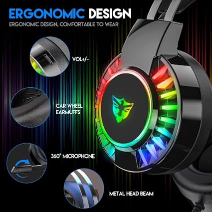 E-Sport Wired Gaming Headset, RGB Lighting, 3.5mm Jack, Black, G605