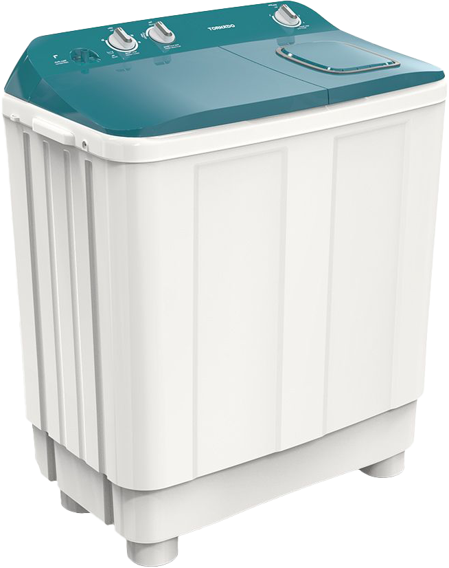 Tornado Half-Automatic Washing Machine, 12 kg, 1200 RPM, 2 Tubs, White*Turquoise, TMH-HS12C(WA)
