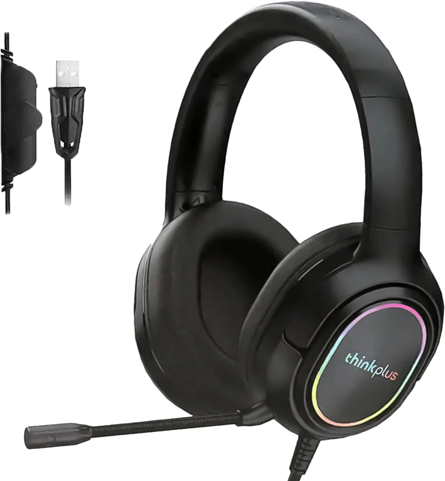 Lenovo ThinkPlus Wired Headset, Built-in Microphone, LED Light, USB Connector, Black, G85B