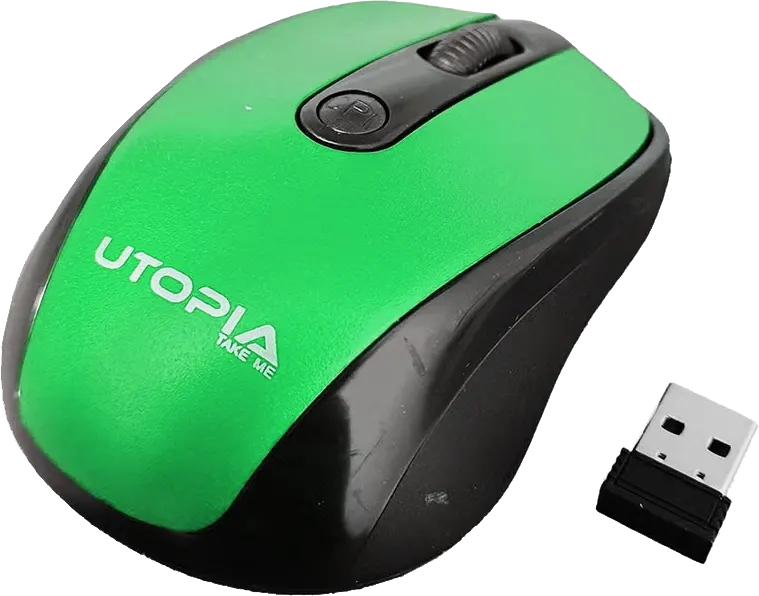 Mouse Wireless Utopia, 1600 Dpi, Black*Green, U-101