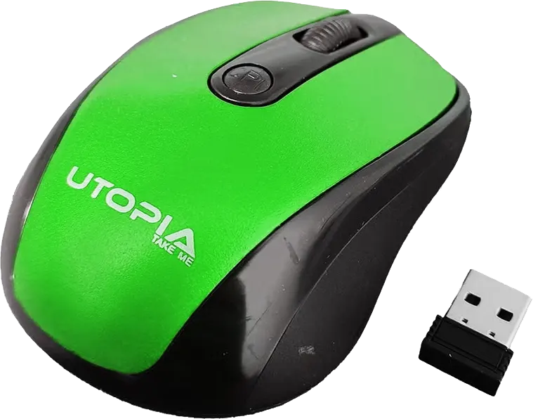 Mouse Wireless Utopia, 1600 Dpi, Black*Green, U-101