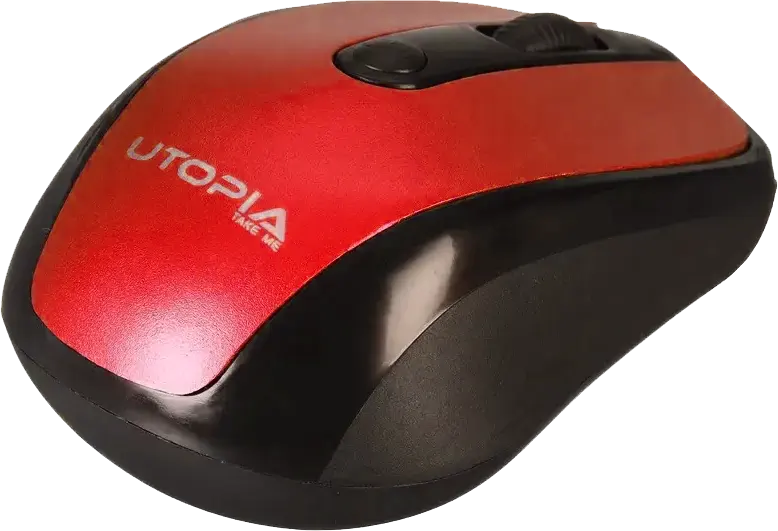Utopia Wireless Mouse, 1600 DPI, 4 Buttons, Black*red, U-101