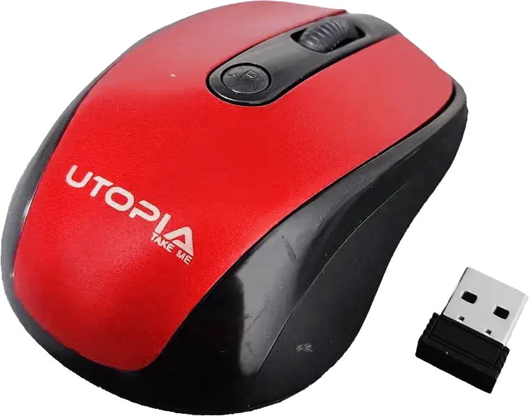 Utopia Wireless Mouse, 1600 DPI, 4 Buttons, Black*red, U-101