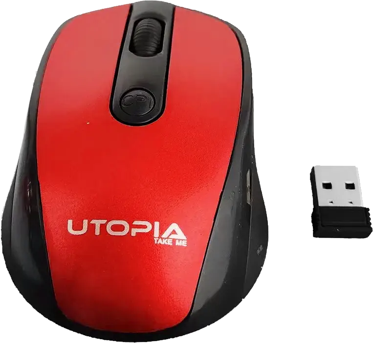 Utopia Wireless Mouse, 1600 DPI, 4 Buttons, Black*red, U-101
