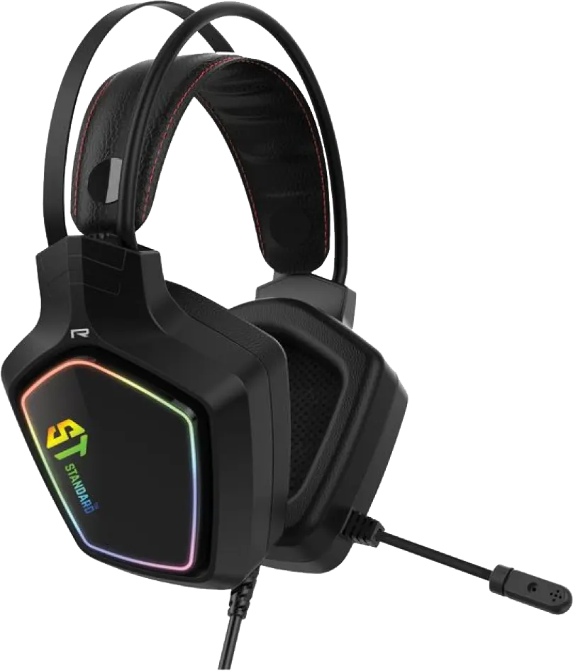 Standard Wired Gaming Headset, USB, Microphone, RGB Light, Black