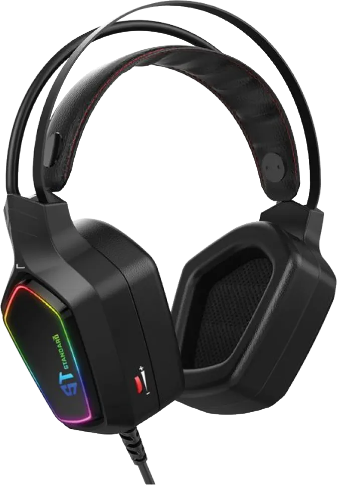 Standard Wired Gaming Headset, USB, Microphone, RGB Light, Black