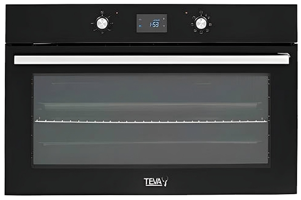 Teva Turkish Built-in Oven, 90 Cm, 125 Liters, Gas, Digital Screen, Hydraulic Door, Grill , Cooling Fan, Black, QGSTYL 125 DT BLACK