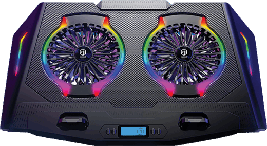 Standard Cooling Pad, 2 Fans, Multi-Speed, LCD Screen, RGB Lighting, with Phone Holder, ICE-07