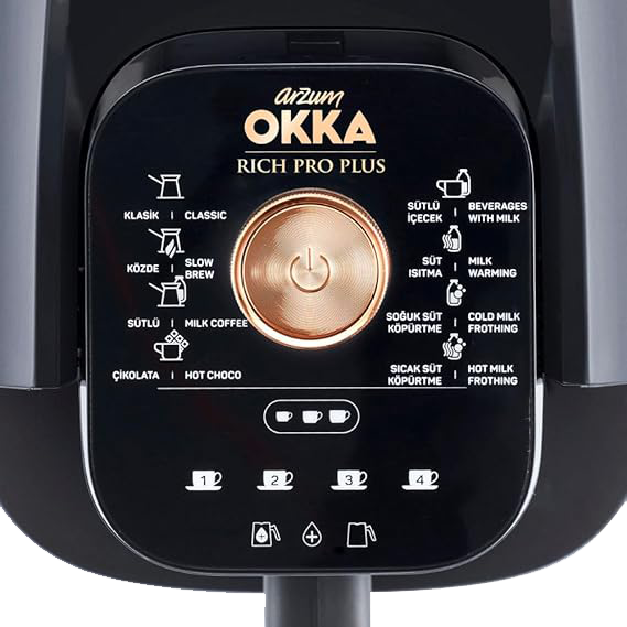 Arzum Okka Rich Pro Plus Turkish Coffee Maker, 700 Watts, 1.3 Liter Water Tank, Black*Copper, OK0038-0400