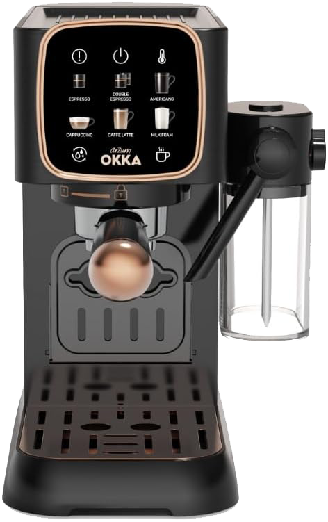 ماكينة تحضير الإسبريسو أوكا سولو إم ، 1630 وات ، ضغط 15 بار، شاشة لمس ، أسود ، صناعة تركية ، OK0032-0400