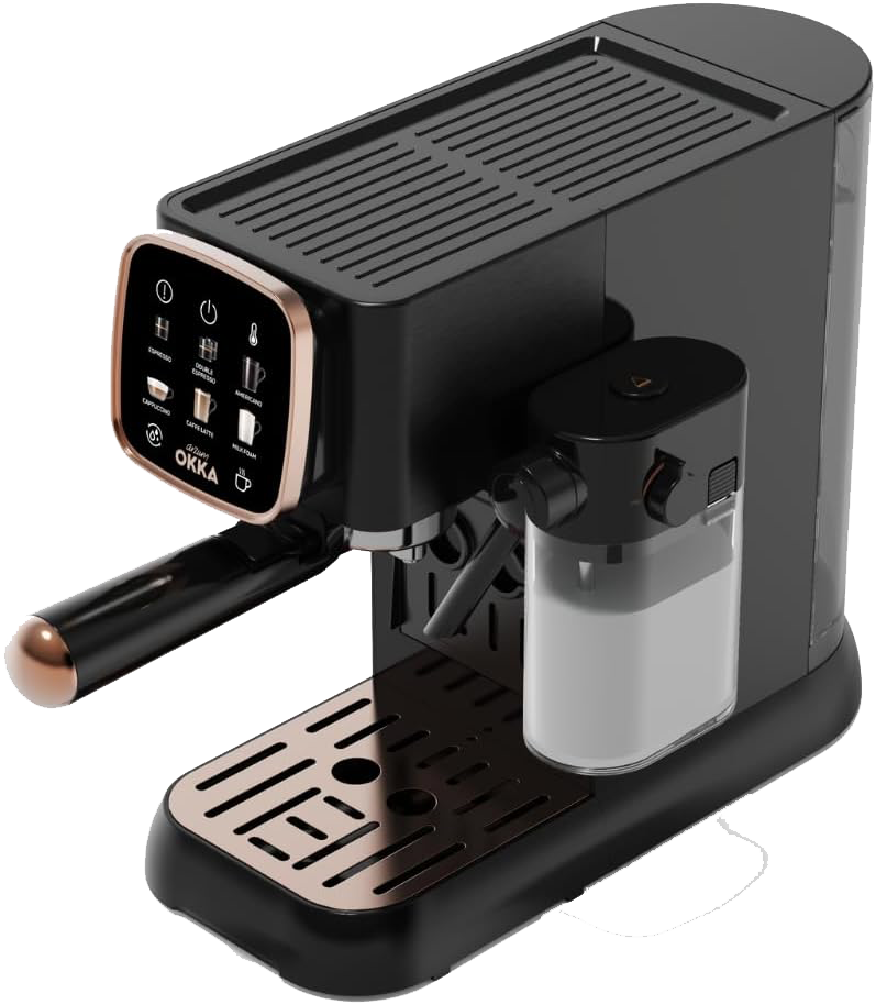 ماكينة تحضير الإسبريسو أوكا سولو إم ، 1630 وات ، ضغط 15 بار، شاشة لمس ، أسود ، صناعة تركية ، OK0032-0400