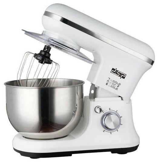 DSP Stand Mixer , 1200 Watts , 5.5 Liters , 6 Speeds , Stainless Steel , White , KM3043