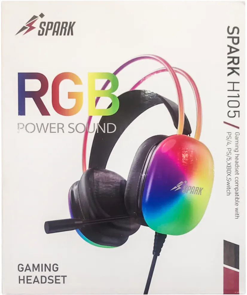 Spark Wired Gaming Headset, Built-in Microphone, USB and 3.5mm audio jack, Black, H105