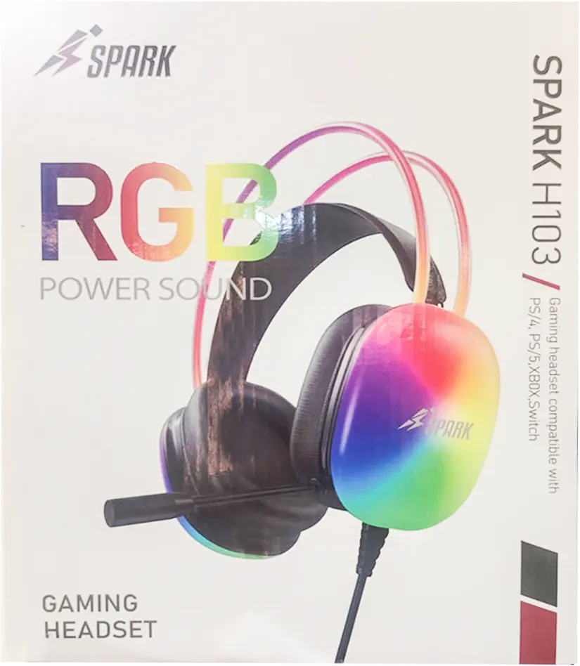 Spark Wired Gaming Headset, Built-in Microphone, USB and 3.5mm audio jack, Black, H103