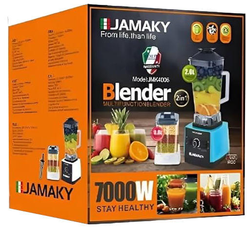 خلاط كهربائي جماكي 2 في 1 ، بقدرة 7000 وات ، سعة 2 لتر ، مع مطحنة ، JMK4006