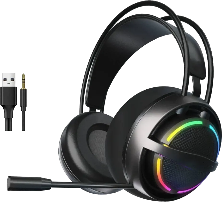 Spark Wired Gaming Headset, Built-in Microphone, USB and 3.5mm audio jack, Black, H106