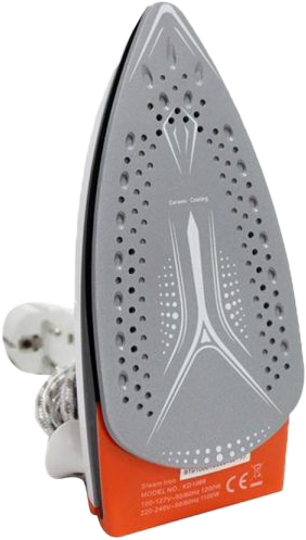 DSP travel steam iron, 1100 Watt, 80 ml Tank, Ceramic Sole, Orange, KD1068