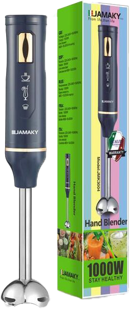 Jamaky Hand Blender, 1000 Watt, Stainless Steel, Navy Color, JMK3004