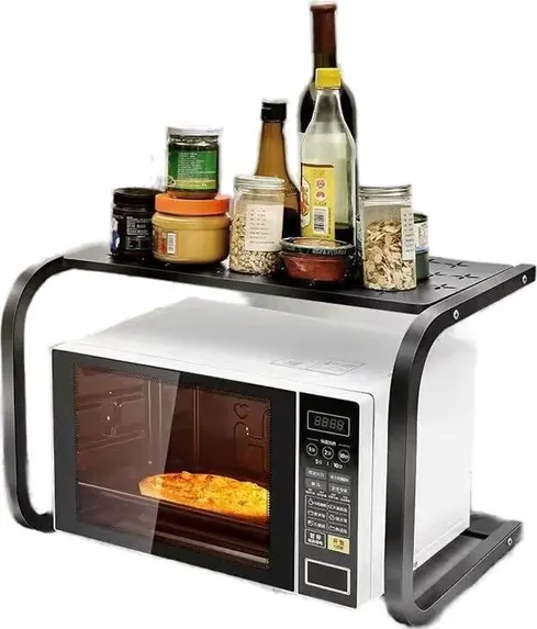 Metal Microwave Organizer, U-Shape, Black, Model 1364