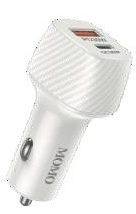 MOMO Mini Turbo Fast Car Charger, 60W, 2 USB 3.0 Ports, White, MO-055503