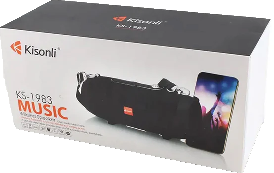 Kisonli Wireless Speaker, Stereo Sound, Portable, Bluetooth, USB, Black, KS-1983