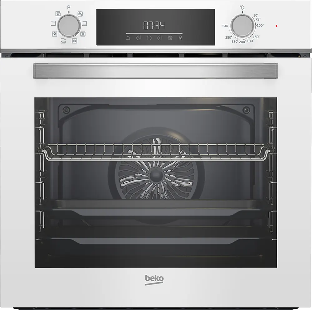 Beko 60cm Built-in Electric Oven, Digital Display, 2 Fans, White, Model BBIM17300WD