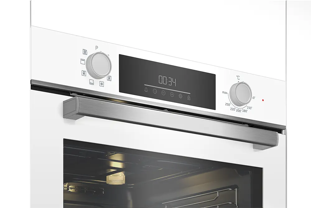 Beko 60cm Built-in Electric Oven, Digital Display, 2 Fans, White, Model BBIM17300WD