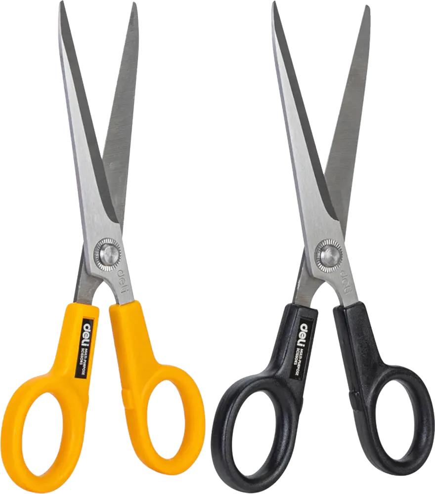 Deli Stainless Steel Scissors, Plastic Handle, Black, e6014
