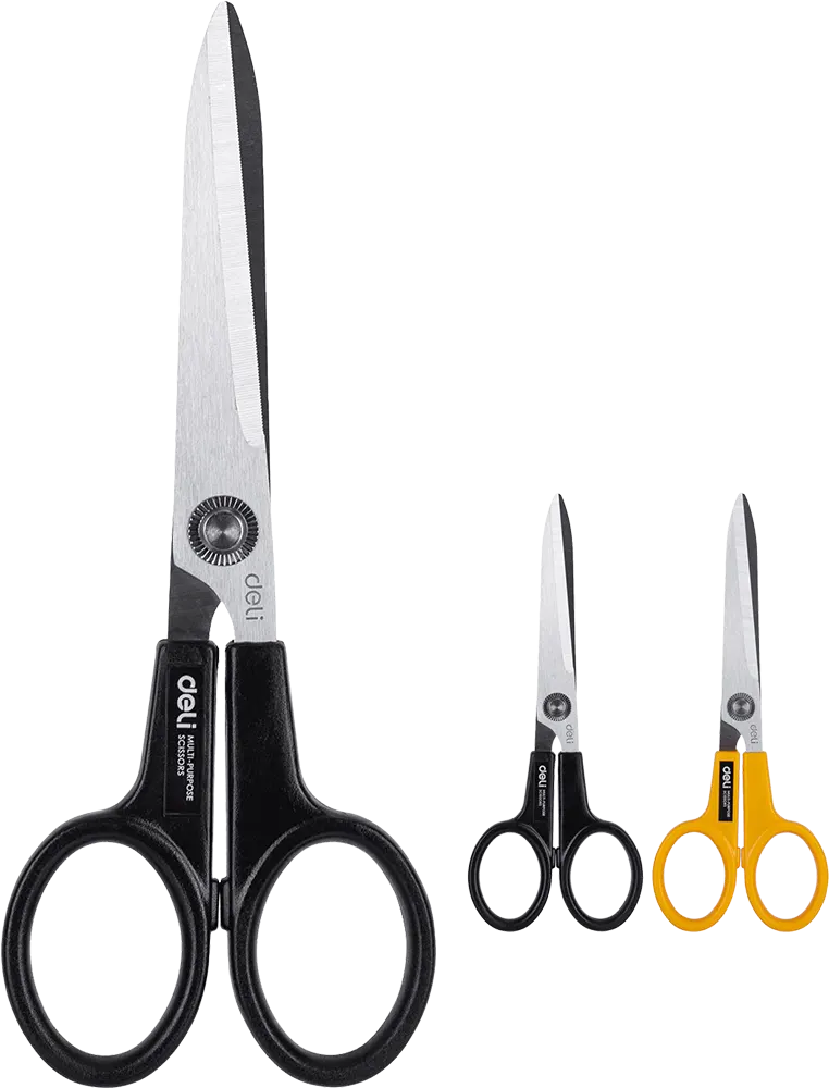 Deli Stainless Steel Scissors, Plastic Handle, Black, e6014