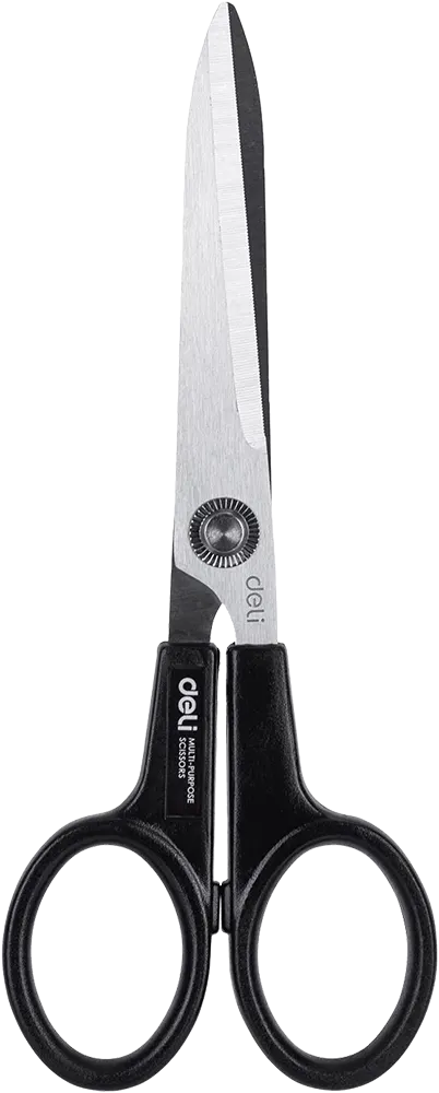 Deli Stainless Steel Scissors, Plastic Handle, Black, e6014