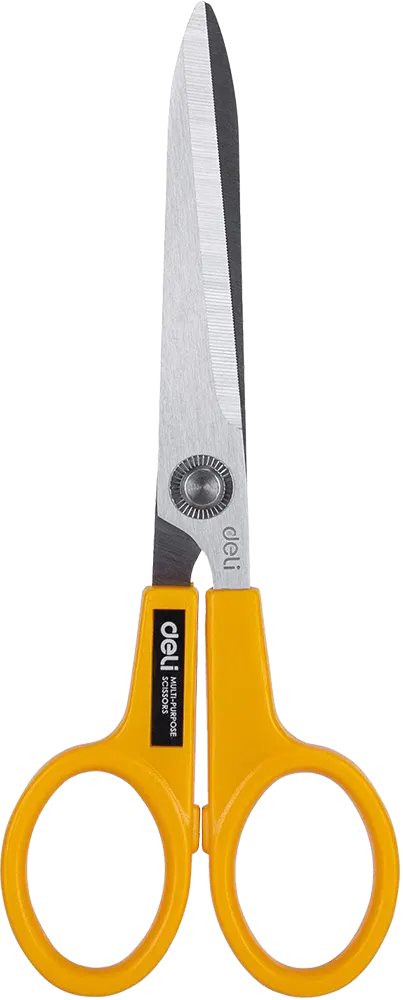 Deli Stainless Steel Scissors, Plastic Handle, Black, e6014