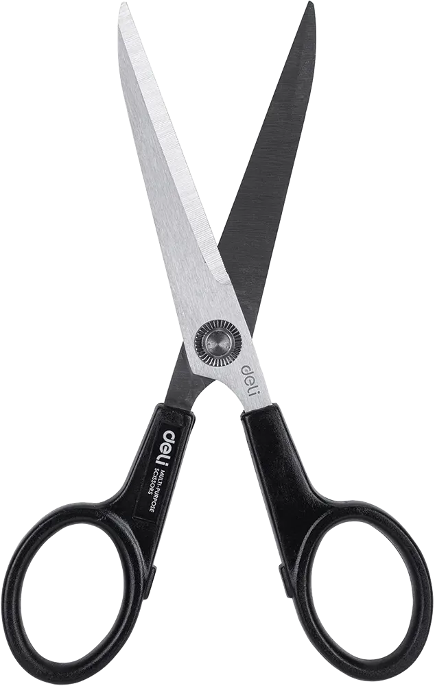 Deli Stainless Steel Scissors, Plastic Handle, Black, e6014