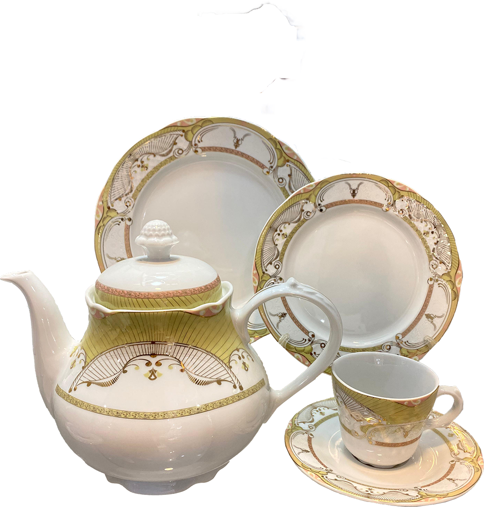 طقم سفرة ريسمندور ، 68 قطعة ، أبيض مدهب