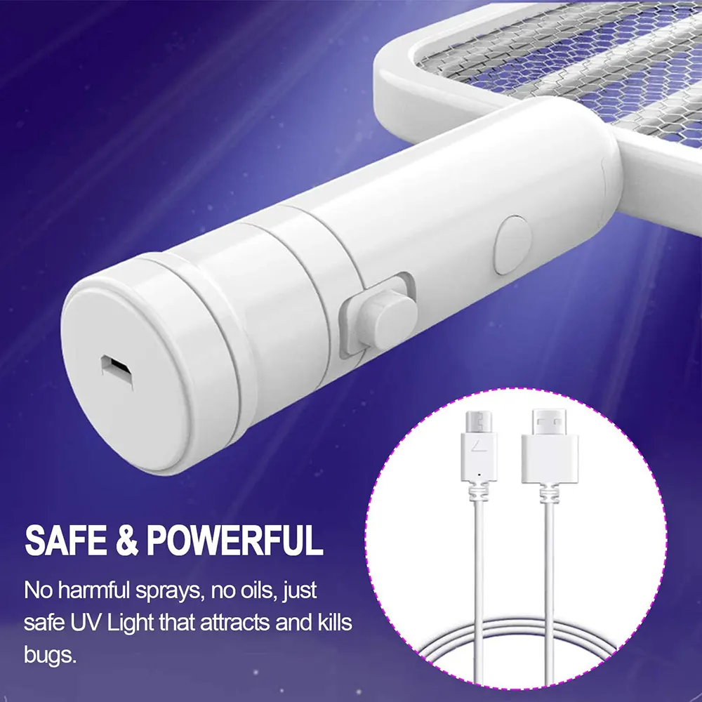 Perfect Fusion Mosquito Swatter, USB Rechargeable, White, WP-10