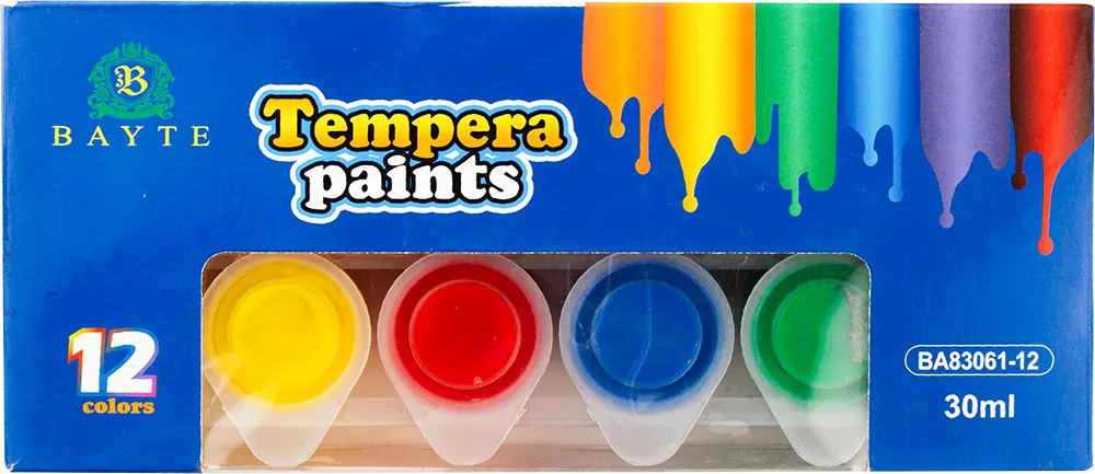 Bayte Gouache paint boxes, 12 colors, Assorted colors