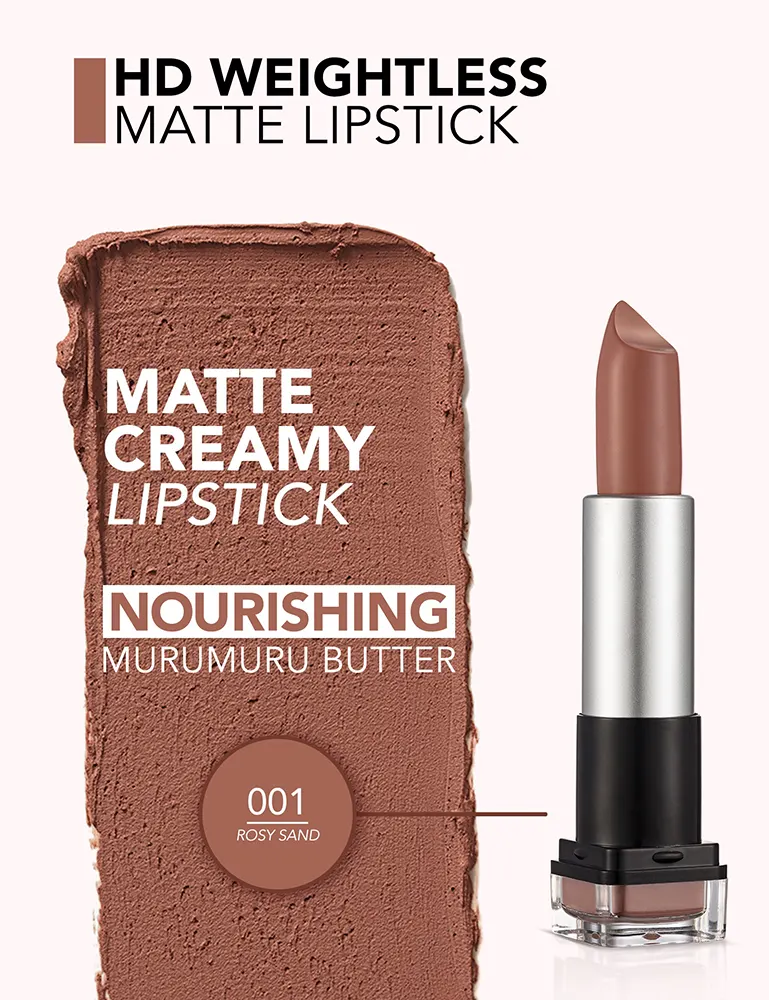 Flormar HD Weightless Matte Lipstick, 001 Rosy Sand